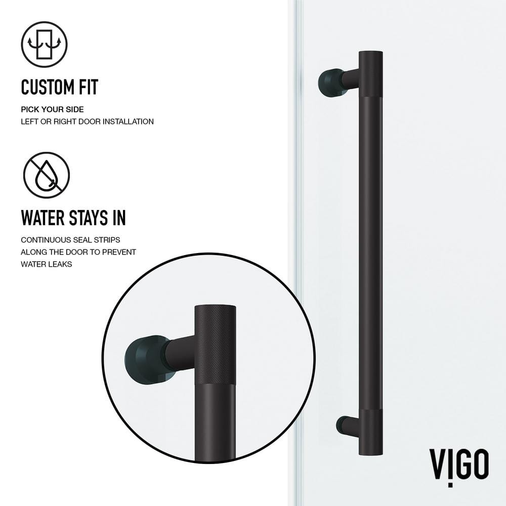 Hamilton 60" Matte Black Frameless Sliding Tub Door with Clear Glass