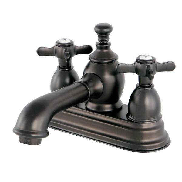 Kingston Brass Vintage Cross 4 in. Centerset 2-Handle Mid-Arc Bathroom Faucet in Oil Rubbed Bronze