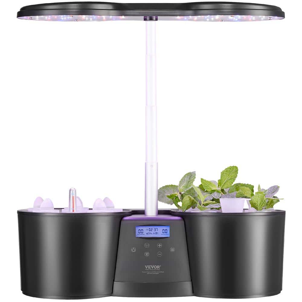 Black Adjustable Indoor Hydroponics Growing System with LED Light
