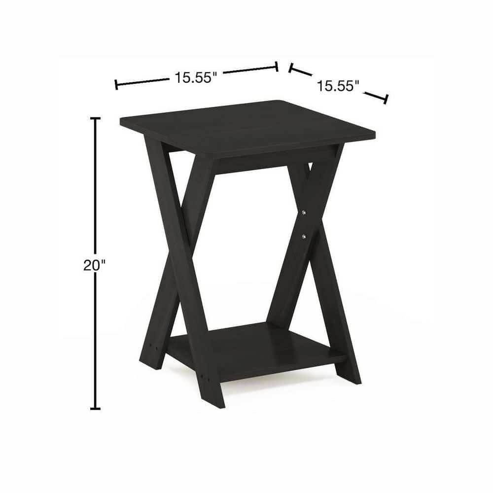 Espresso Modern Engineered Wood Rectangular End Table with Shelf