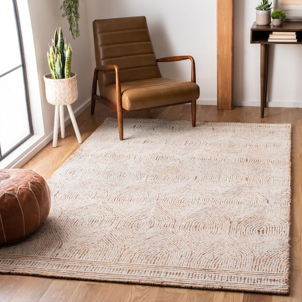 Abstract Ivory/Rust 8 ft. x 8 ft. Geometric Square Area Rug