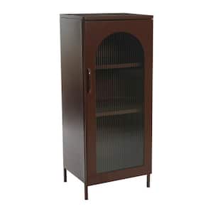 40 in. H Solstice Brown Metal Cabinet with Arched Glass Door