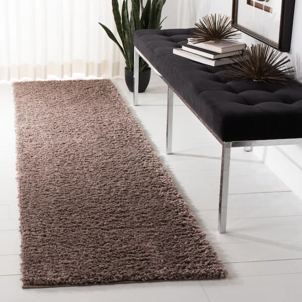August Shag 2 ft. x 16 ft. Taupe Solid Color Runner Rug