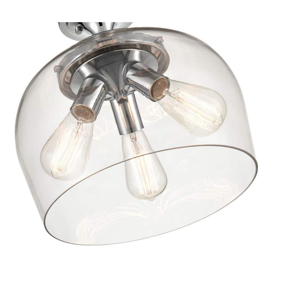 Cromkill 13" Modern Chrome Glass Semi-Flush Ceiling Bowl Light