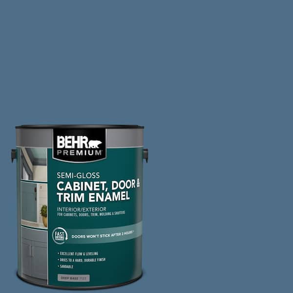 1 gal. #570D-6 Neptune Blue Semi-Gloss Enamel Interior/Exterior Cabinet, Door & Trim Paint