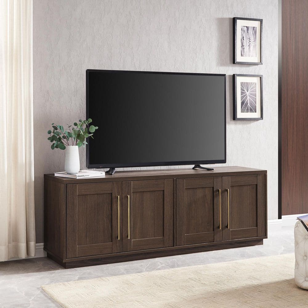 Alder Brown Modern TV Stand with Cabinets
