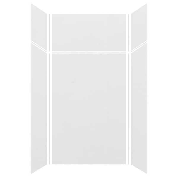 Expressions 36 in. x 48 in. x 96 in. 4-Piece Easy Up Adhesive Alcove Shower Wall Surround in Grey