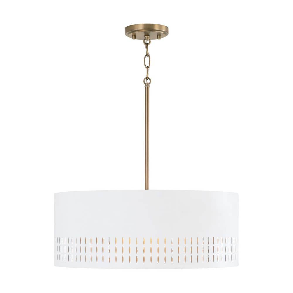 Dash 60-Watt 3-Light Aged Brass Medium Pendant Light with White Metal Shade and No Bulbs Included price history on PriceWatchPro