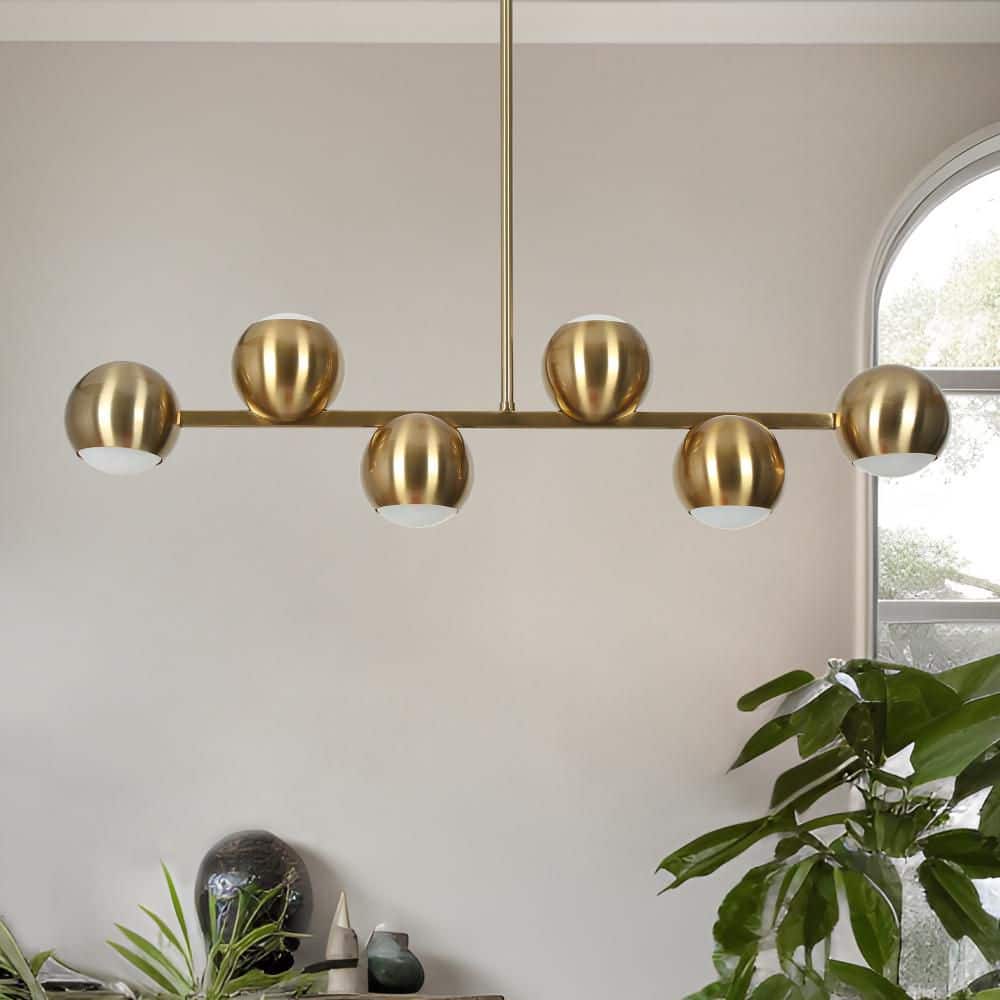 30W, 3045K Modern Brass Integrated LED Chandelier Lighting, Mid-Centruy 30 in. 6-Light Linear Island Pendant Light price history on PriceWatchPro