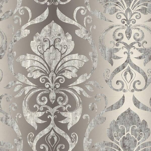 Chesapeake Lulu Charcoal Smiling Damask Wallpaper