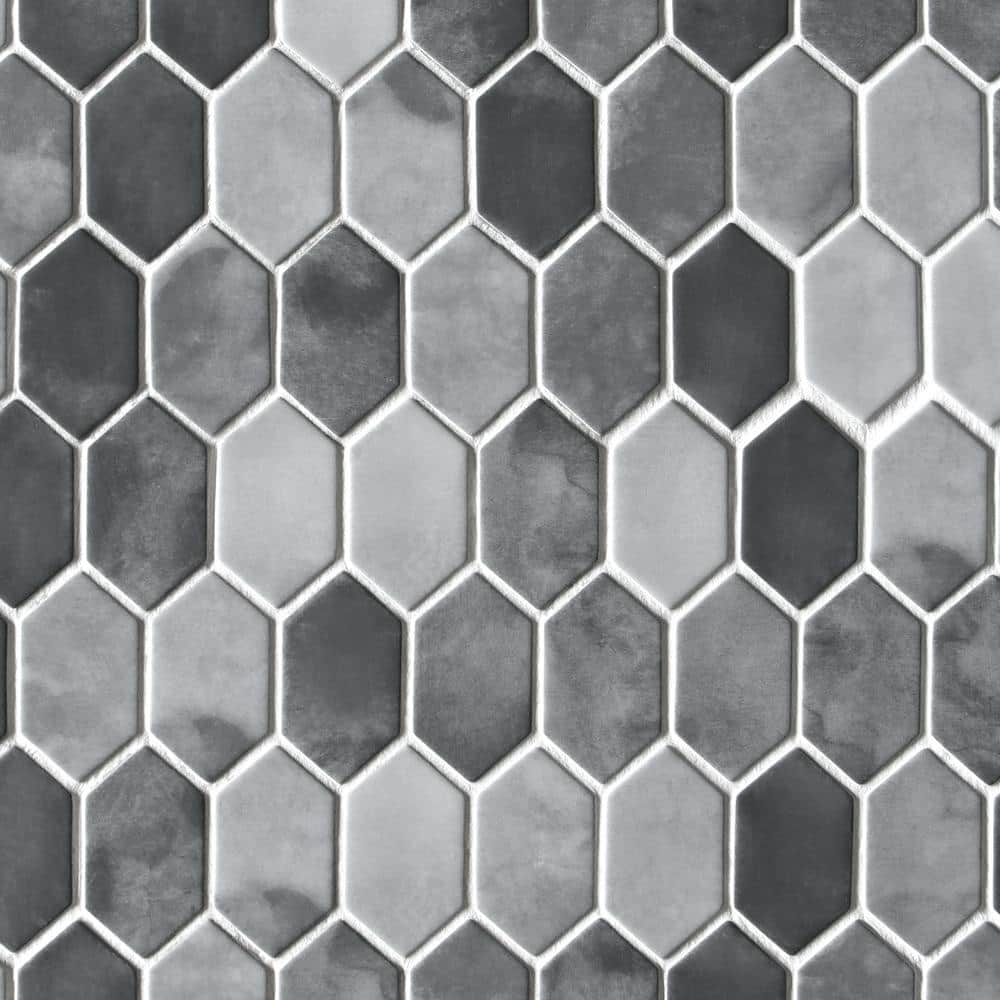 Gray Hexagonal Recycled Glass Mosaic Floor and Wall Tile