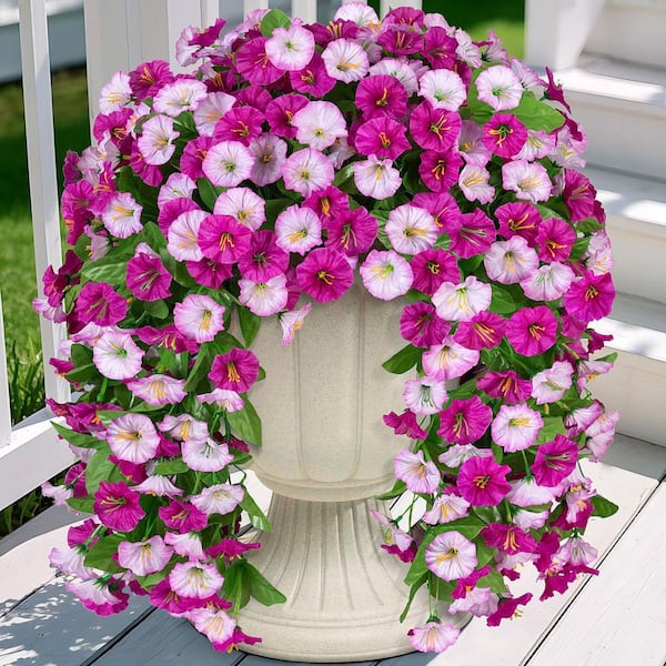 Artificial Morning Glory Vines Hanging Basket 25 in. Darkorchid