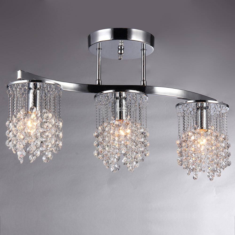Clee 3-Light Chrome 20-Inch Crystal Chandelier
