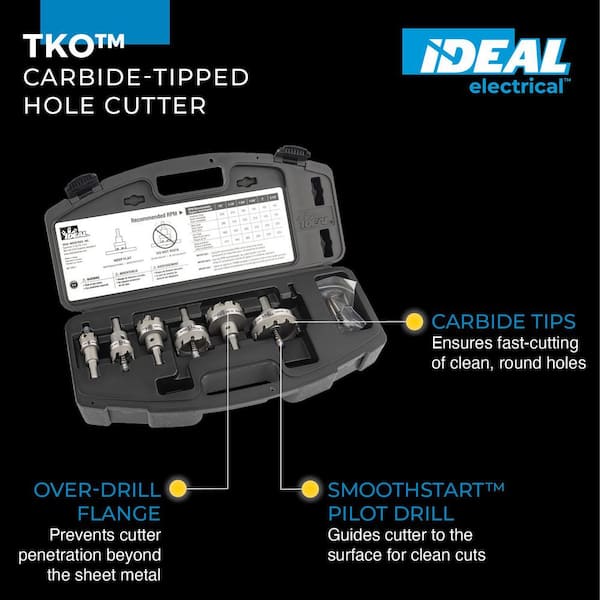 TKO Master Electrician's 7/8 in. to 2-1/2 in. Carbide-Tipped Hole Cutter Kit (8-Piece)
