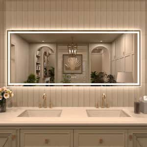 72 in. W x 36 in. H Frameless LED Single Bathroom Vanity Mirror in Polished Crystal