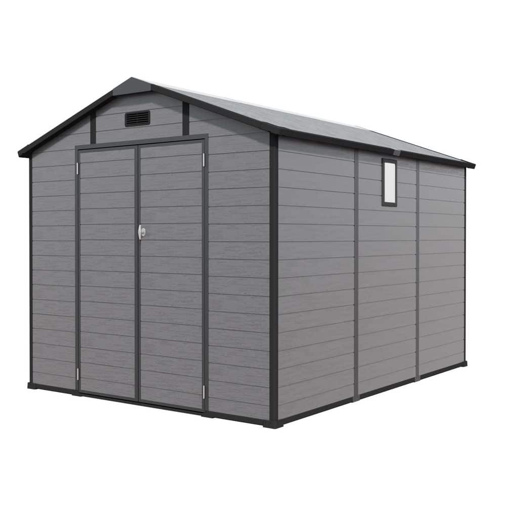 8 ft. W x 10 ft. D Plastic Outdoor Storage Shed - Lockable Resin Tool Shed with 2 Windows & Floor, Dark Gray price history on PriceWatchPro