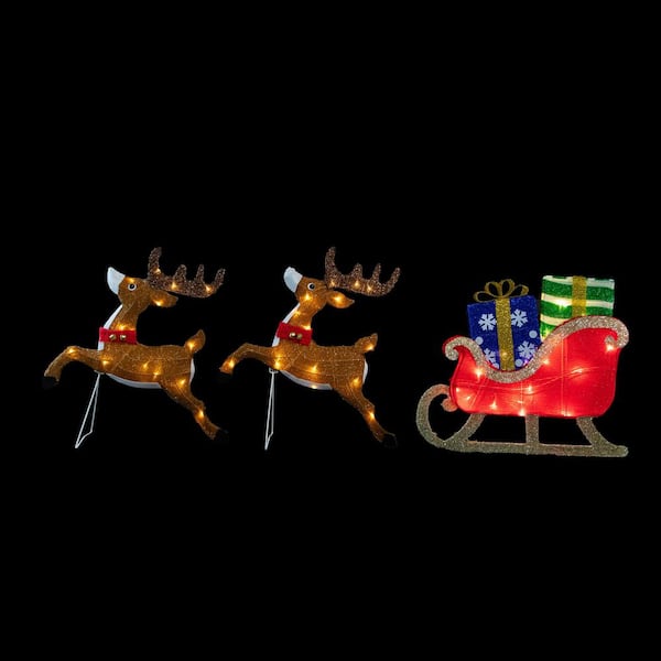 Northlight 59 in. Lighted Reindeer with Sleigh Christmas