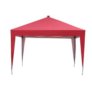 10 ft. x 10 ft. Red Lighted Patio Canopy Tent with LED lights for Pop Up Tent