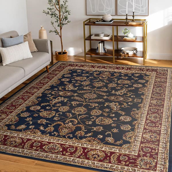 Sensation Border Navy 11 ft. x 15 ft. Indoor Area Rug