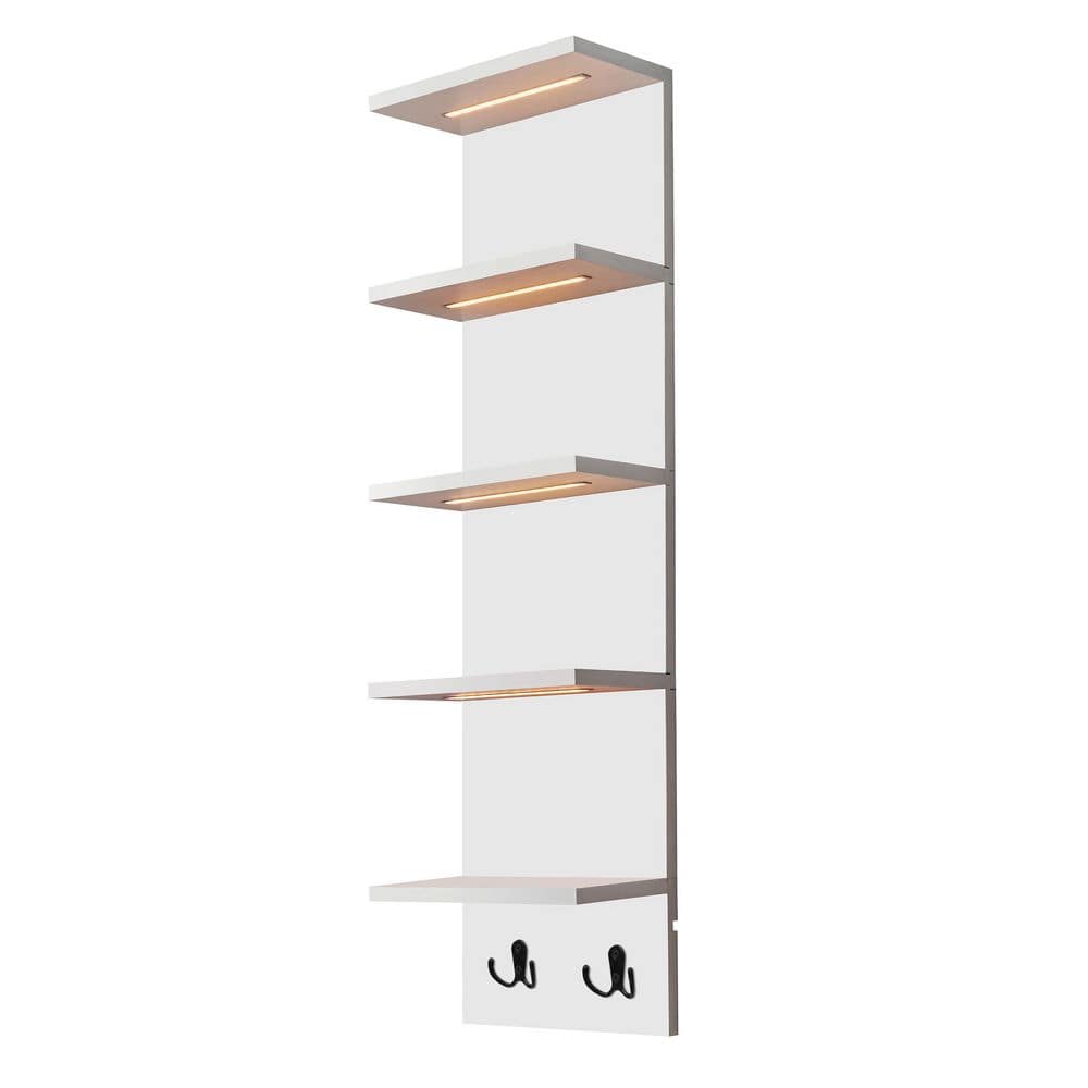 LED Light Display Shelf, 11.75 in. W x 7 in. D White MDF Decorative Wall Sh