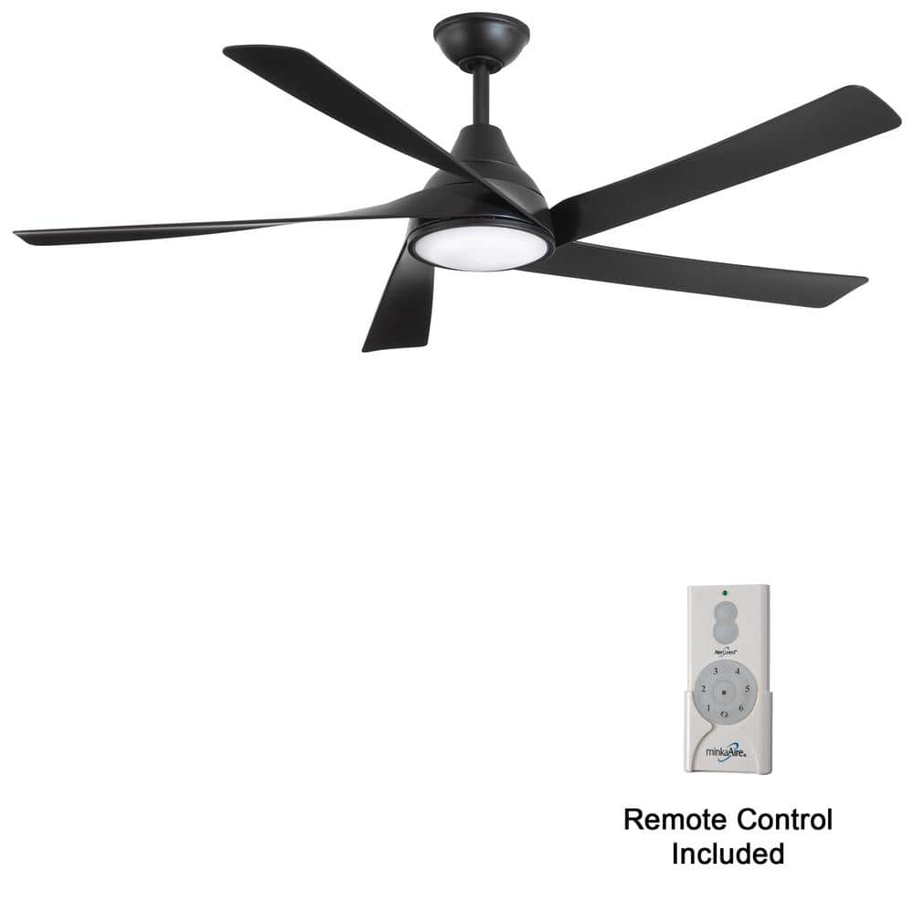 Minka-aire Transonic 56 In. Indoor Black Windmill Ceiling Fan With Warm 