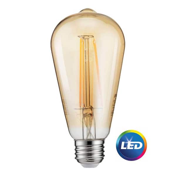 40-Watt Equivalent ST19 Dimmable Indoor/Outdoor Vintage Glass Edison LED Light Bulb Amber Warm White (2000K) (1-Pack)