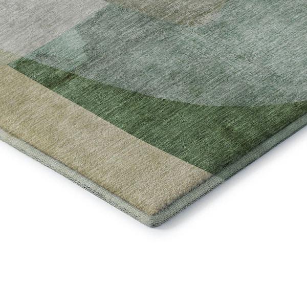 Mayfield Premium Machine Washable Abstract AMF2057 Aloe 8 ft. x 10 ft. Area Rug