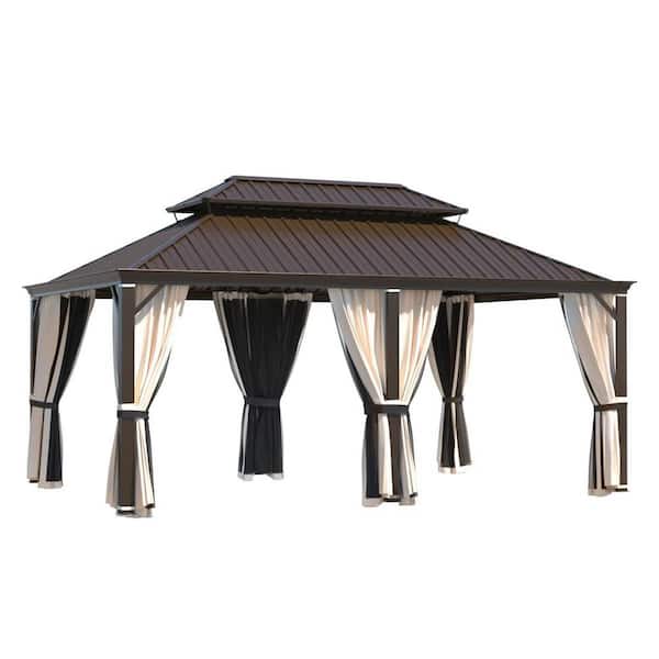 GAhouses119冊 HOMMOW 12 ft. x 12 ft. Hardtop Gazebo with Galvanized Steel