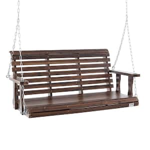 Wooden Porch Swing 4.5 ft. Patio bench swing for Courtyard and Garden Upgraded 880 lbs Strong Load Capacity Swing Bench