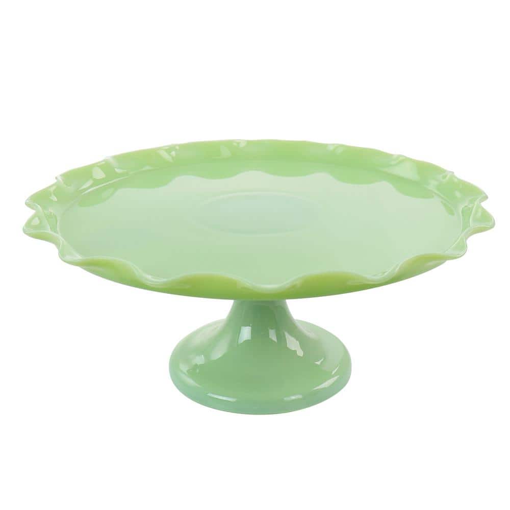 Green Jadeite Glass Round Cake Stand