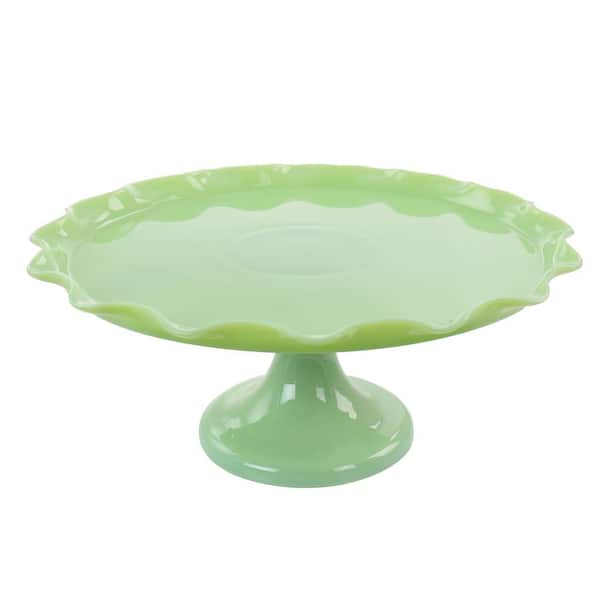 MARTHA STEWART 1-Tier Jade Green Jadeite Glass Cake Stand