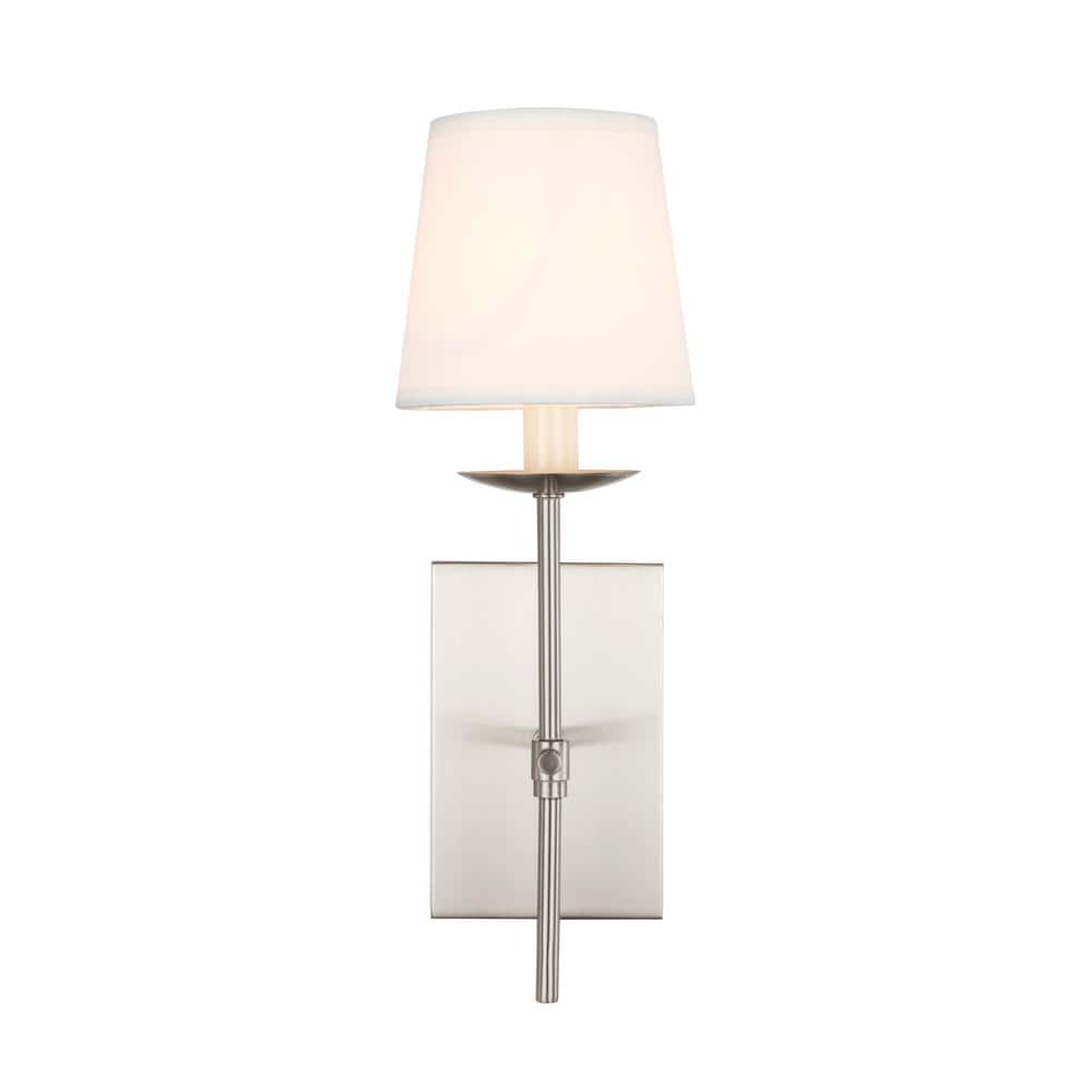 Timeless Home Ellie 4.5 in. W x 14 in. H 1-Light Burnished Nickel and White
