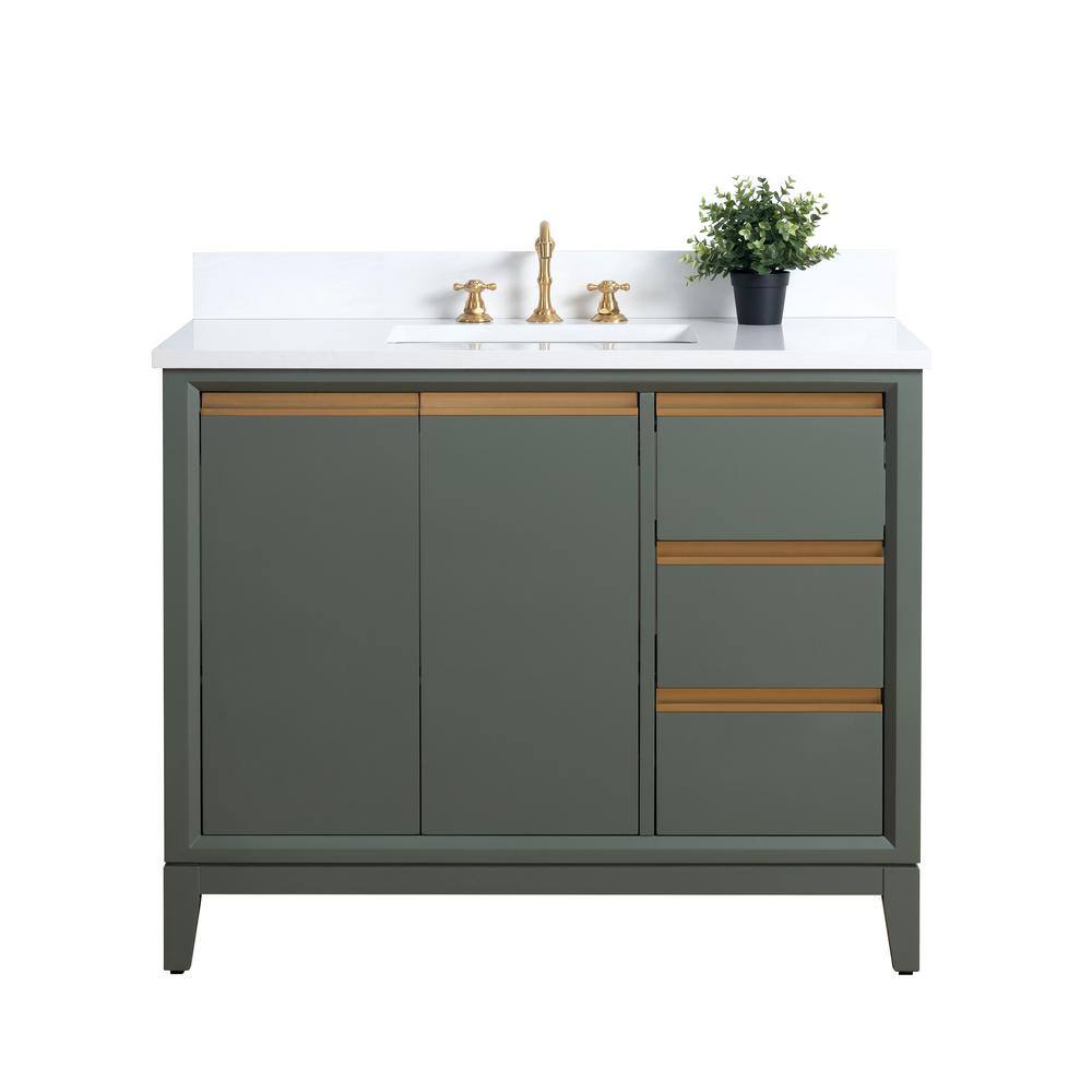Vanity Art 42 in. W x 22 in. D x 34 in. H Single Sink Bathroom Vanity in Vintage Green with