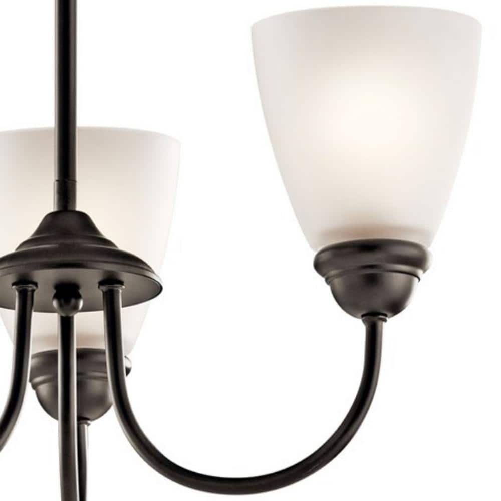 Olde Bronze Mini 3-Light Chandelier with Satin Etched Glass