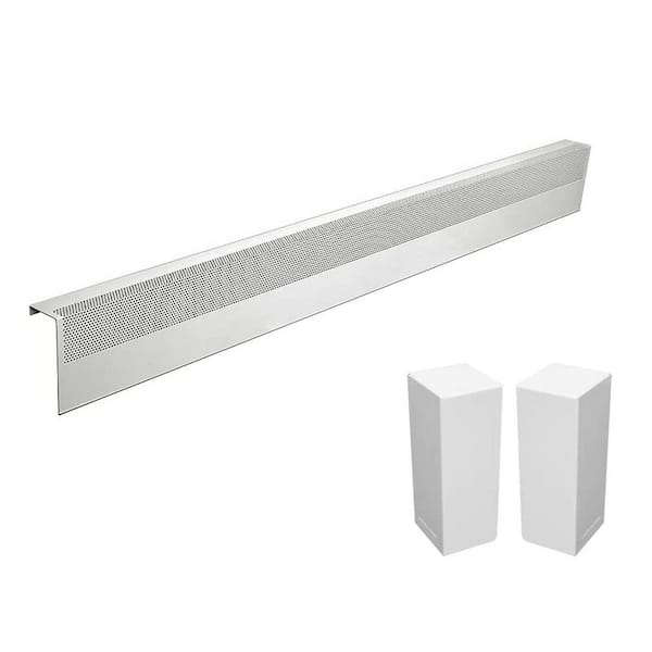 Baseboarders Basic Series 6 ft. Galvanized Steel Easy Slip-On Baseboard Heater Cover, Left and Right Endcaps [1] Cover, [2] Endcaps