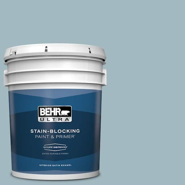 BEHR ULTRA 5 gal. #BIC-23 Hopeful Blue Extra Durable Satin Enamel Interior Paint & Primer