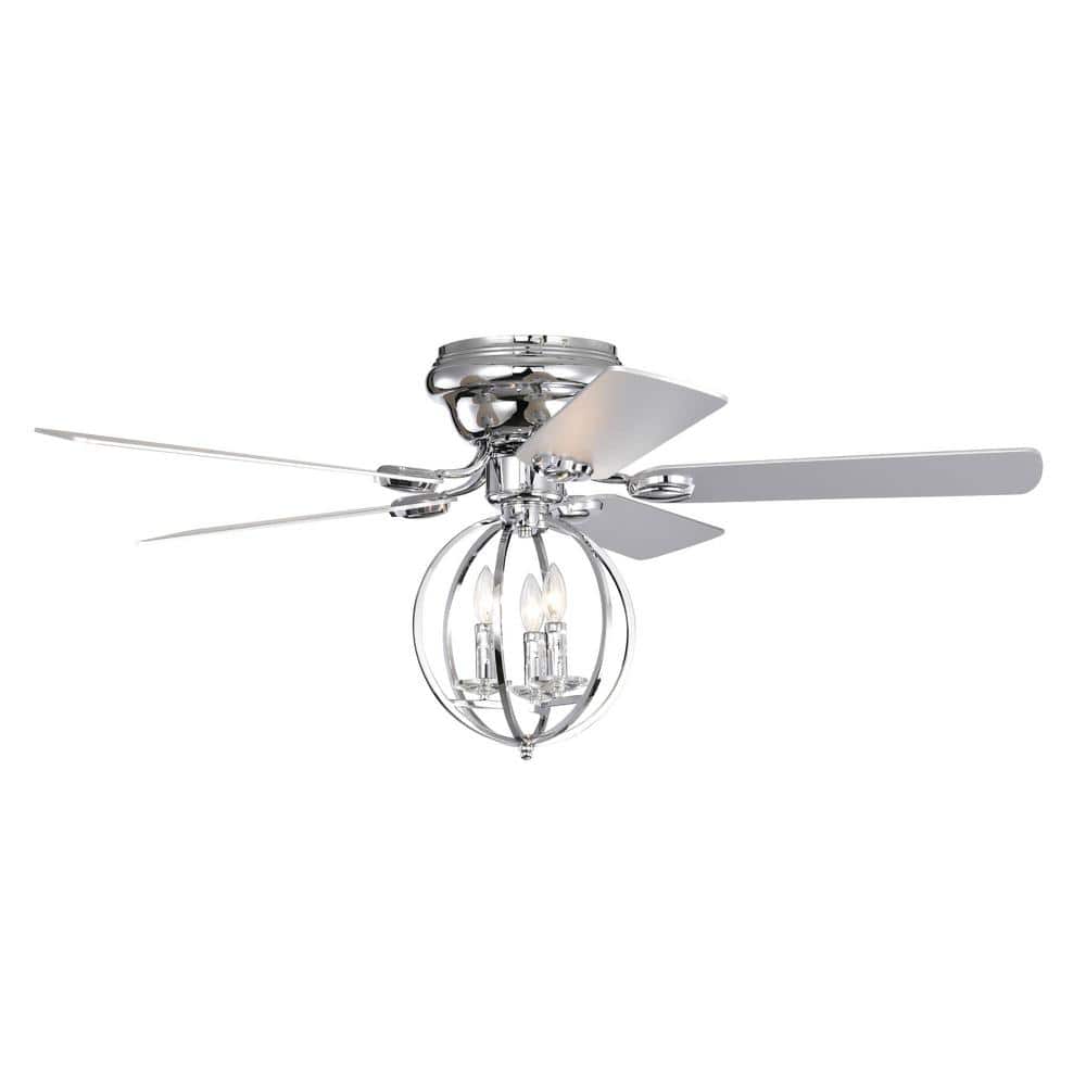52 in. Smart Indoor Silver Ceiling Fan with Remote, Timer, 3 Adjustable Win