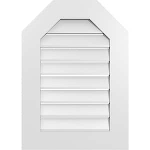 20 in. x 28 in. Octagonal Top Surface Mount PVC Gable Vent: Functional with Standard Frame