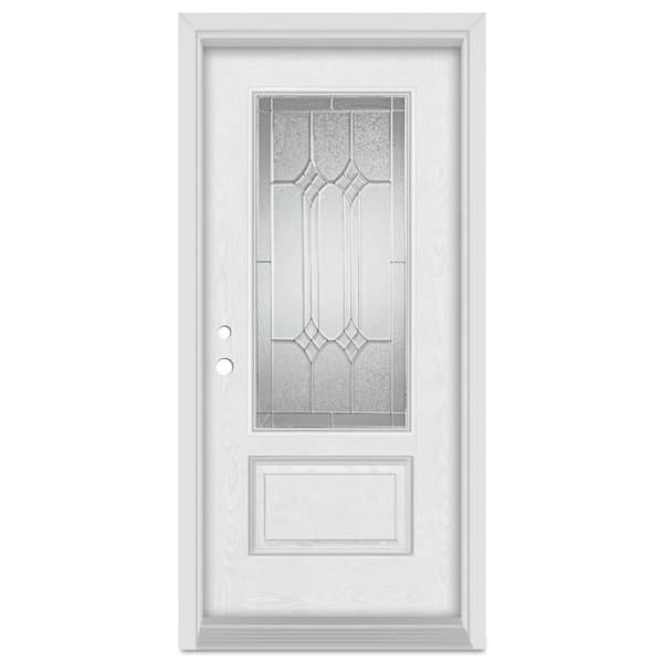 Stanley Doors 32 in. x 80 in. Orleans Right-Hand 3/4 Lite Zinc Finished Fiberglass Oak Woodgrain Prehung Front Door