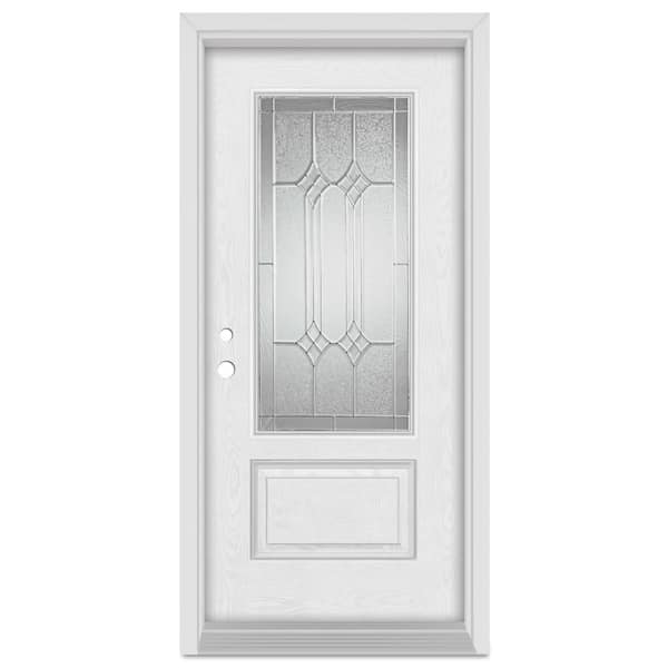 Stanley Doors 36 in. x 80 in. Orleans Right-Hand 3/4 Lite Zinc Finished Fiberglass Oak Woodgrain Prehung Front Door