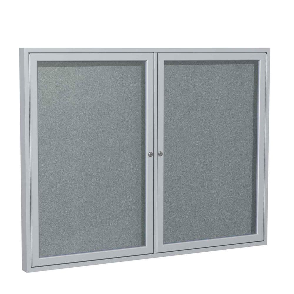 ghent 2-Door Enclosed 48 in. x 60 in. Bulletin Board, Vinyl, Stone, (1 ...