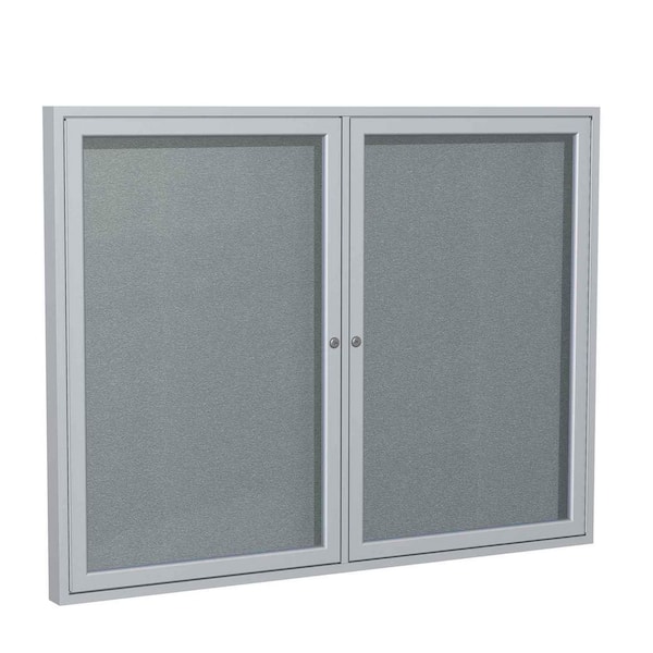 ghent 2-Door Enclosed 48 in. x 60 in. Bulletin Board, Vinyl, Stone, (1-Pack)