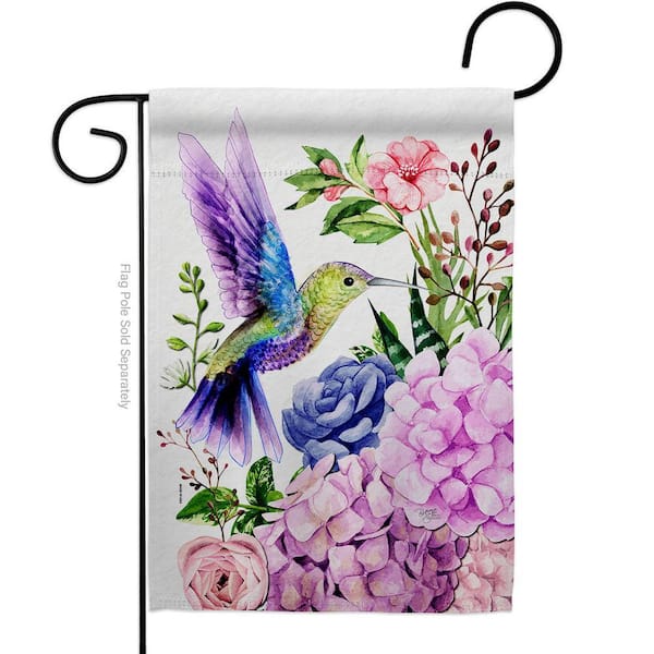 13 in. x 18.5 in. Purple Hummingbird Garden Flag Double-Sided Garden Friends Decorative Vertical Flags