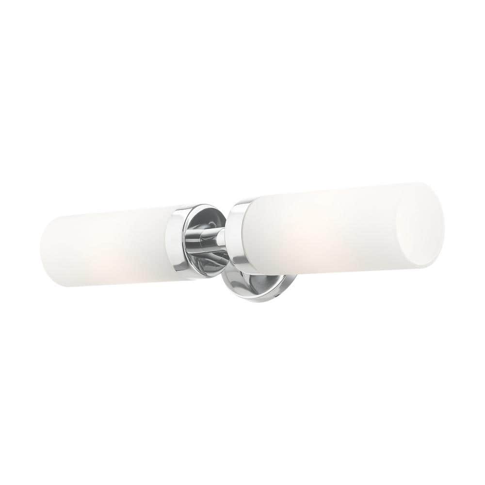 Aero Polished Chrome 2-Light Vanity with Satin Opal White Glass