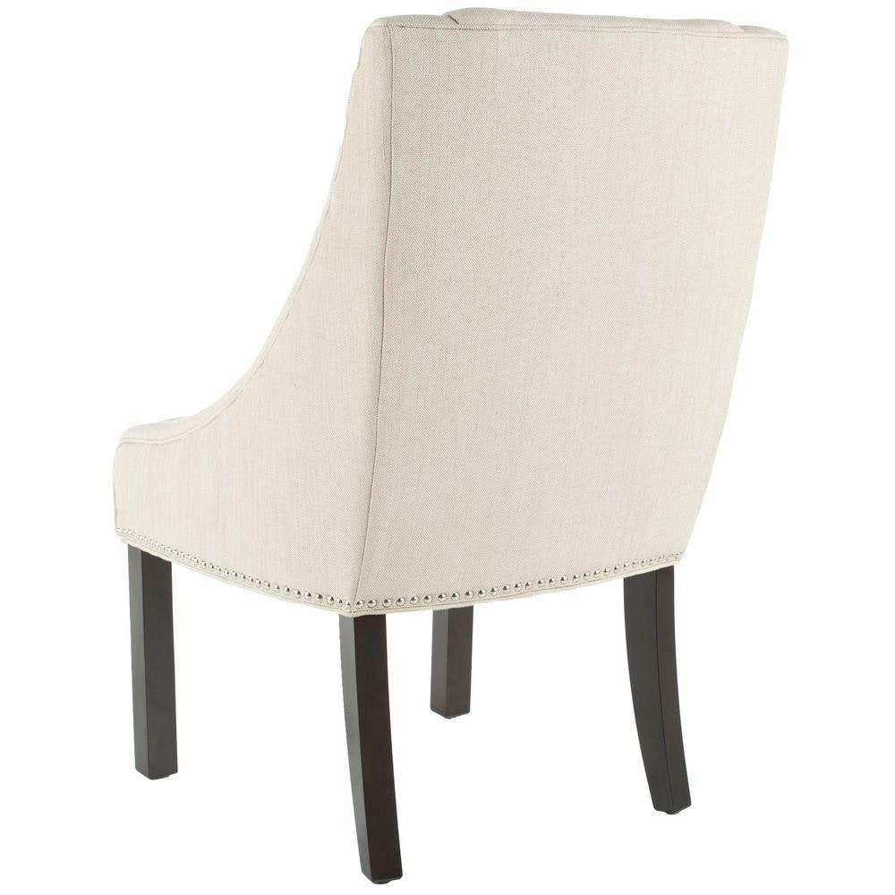 Morris Beige Linen Upholstered Dining Chairs with Birch Legs, Set of 2