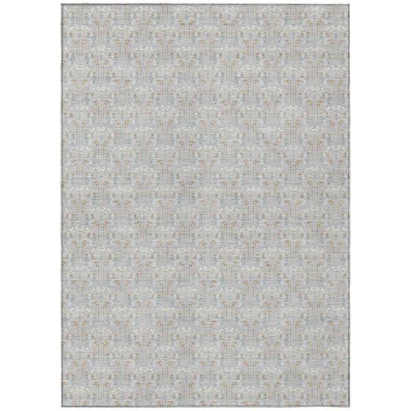 Chantille Machine Washable Indoor/Outdoor Abstract ACN3065 Silver 9 ft. x 12 ft. Area Rug