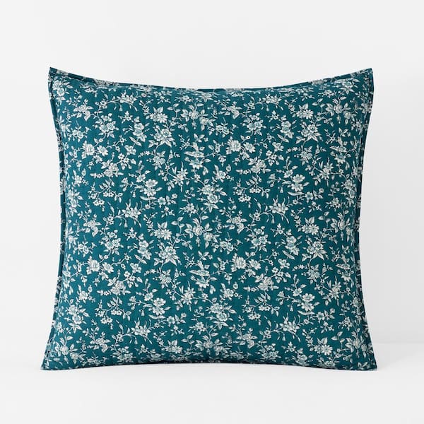 The Company Store Company Cotton Blue Karoline Quilted Cotton Euro Sham