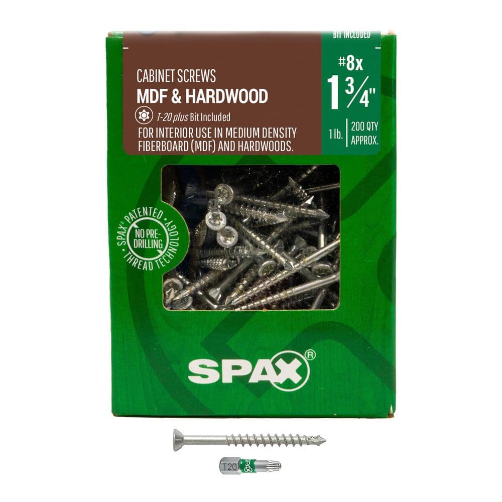 SPAX #8 x 1-3/4 in. Interior Trim Head Wood Screws Cabinet Torx T