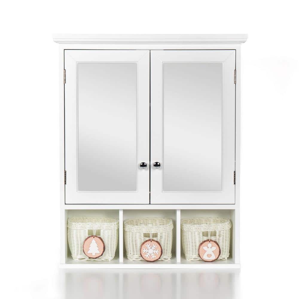 White Rectangular MDF Medicine Cabinet with Mirror , Adjustable Shelves and