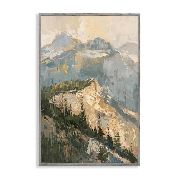 Stupell Industries Rugged Mountains View by Petal Prints Design Gray Framed Nature Giclee Art Print 18 in. x 12 in.